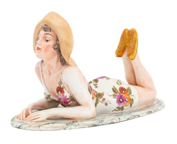 Vincenzo Bertolotti Woman Sunbathing Figurine