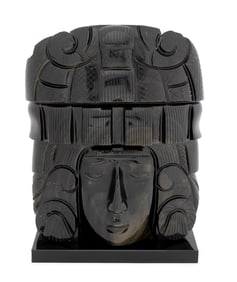 Golden Sheen Obsidian Aztec Style Mask