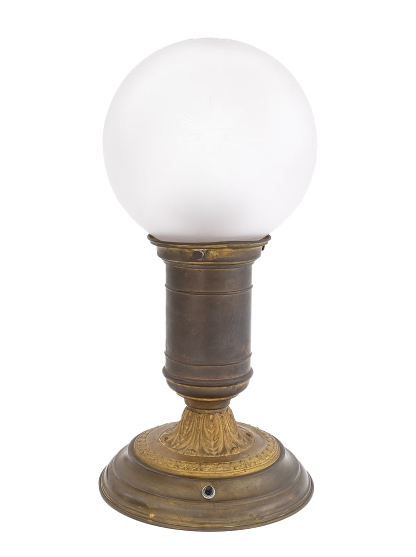 Modernist Brass and Glass Globe Table Lamp (1 of 8)