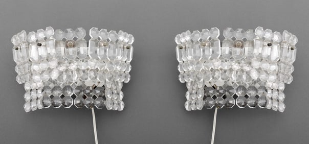 Italian Faceted Glass Wall Sconces, Pair