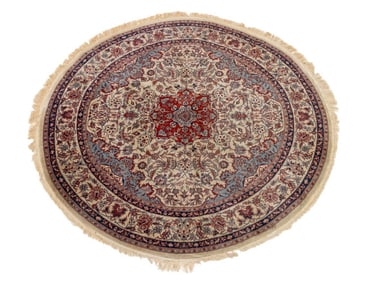 Persian Nain Silk Circular Rug, 6' 9"