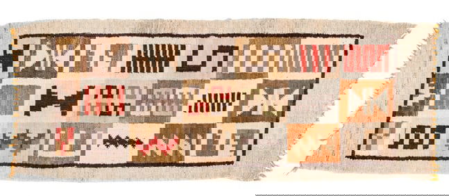 Peruvian Geometric Pattern Flatweave Tapestry