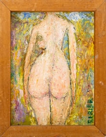 Signed Female Nude Oil on Canvas Board