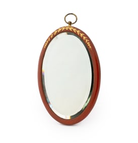 Regency Gilt & Red Lacquered Beveled Glass Mirror