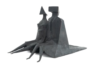 Lynn Chadwick Sitting Couple in Robes II Bronze