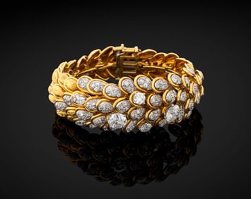 David Webb 18K Gold Platinum Diamond Bracelet