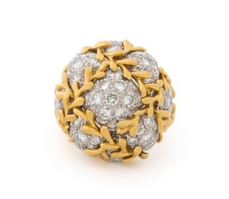 David Webb 18K Gold & Platinum Diamond Ring