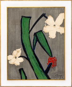 Thanos Tsingos "Flowers" Oil on Canvas, 1964