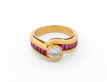 Van Cleef & Arpels 18K Gold Diamond Ruby Ring