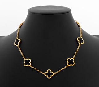 Van Cleef & Arpels Pure Alhambra 18K Onyx Necklace