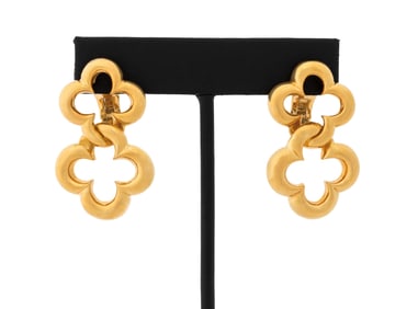 Van Cleef & Arpels 18K Gold Alhambra Drop Earrings