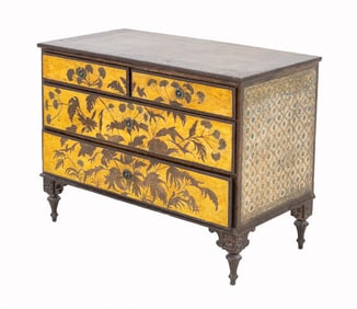 Max Kuehne Silver Leaf Carved Wood Chest