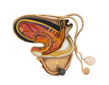 William Harper Ripe Blossom IX Gold Enamel Brooch