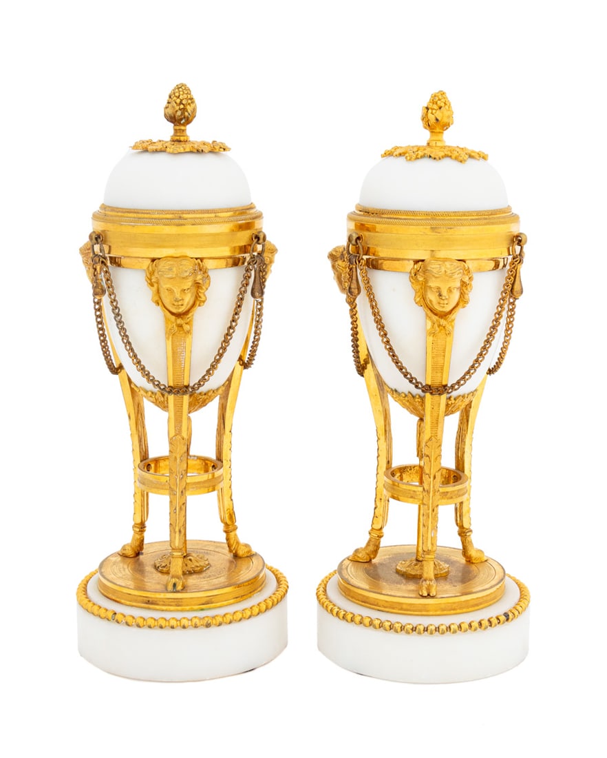 Louis XVI Gilt Bronze & Marble Cassolettes, Pair (1 of 7)