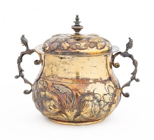 Charles II Silver Gilt Porringer and Cover