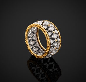 Buccellati 18K White & Yellow Gold Diamond Ring