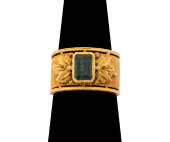 Buccellati 18K Yellow Gold Emerald Ring