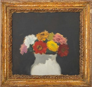 Robert Kulicke "Flowers" Oil on Board, 1961