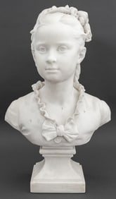 Eugene Delaplanche A Young Girl Marble Bust, 1878