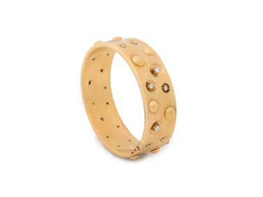 14K Yellow Gold Diamond Hinged Bangle