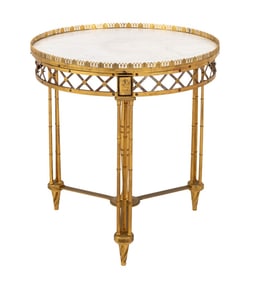 Directoire Ormolu and Steel Marble Top Gueridon