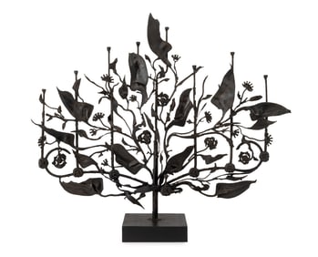Judith Brown Monumental Wrought Iron Menorah, 1979