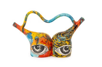 Michael Lucero "Eyes" Double Spouted Vessel, 1995