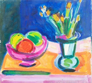 Howard Trafton Still Life of Fruit & Flowers Oil