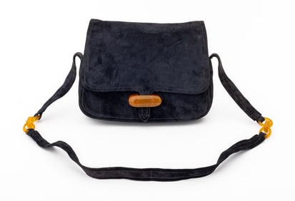 Christian Dior Blue Suede Double Flap Handbag