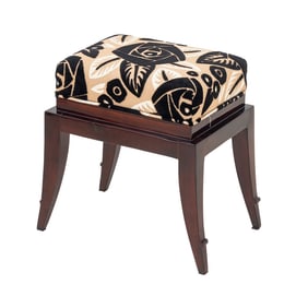 Art Deco Upholstered Mahogany Footrest