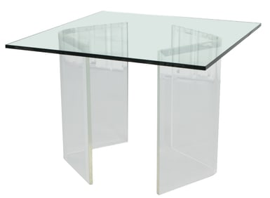 Pace Style Modern Glass-Topped Lucite Dining Table