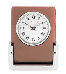 Bulova Modernist Lucite and Chrome Alarm Clock