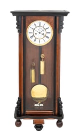 German Oak Regulator Wall Clock, 19th C.