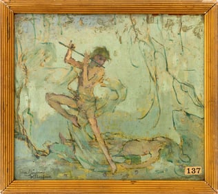 Tora Borjason Wilberforce Figural Oil on Board