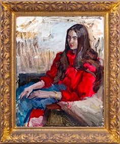 Vladimir Korobov Portrait of a Woman Oil on Board