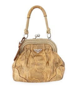Prada Gold-Tone Snakeskin Handbag