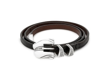 Barry Kieselstein-Cord Silver Buckle Leather Belt