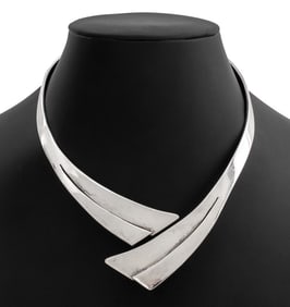 Alicia de la Paz Modernist Taxco 950 Silver Collar
