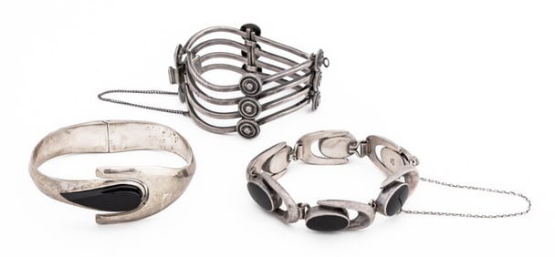 Mexican Modernist Sterling Silver Bracelets, 3