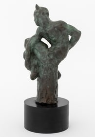 Alex Giannis Seated Satyr Bronze Sculpture
