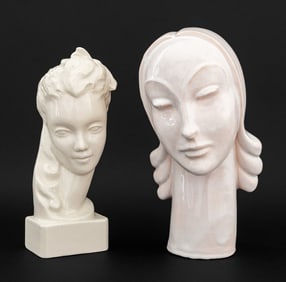 Art Deco Ceramic Female Busts, 2