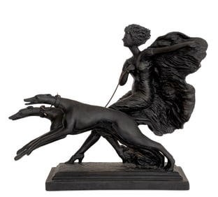 Gabriel Bernal Woman and Hounds Metal Sculpture