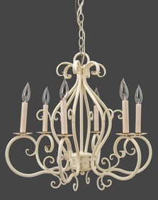 Modern White Painted Wrought Iron Chandelier