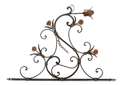 Modern Wrought Iron Floral Motif Wall Applique