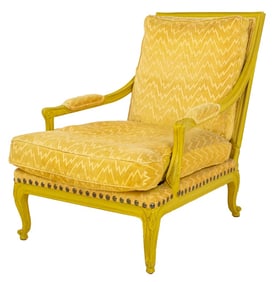 Louis XV Style Yellow Painted Bergere