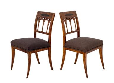 Biedermeier Fruitwood Side Chairs, Pair