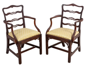 George III Style Mahogany Armchairs, Pair