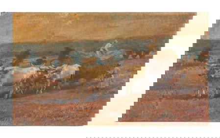 Gerna Karoly Farming Scene Oil on Canvas