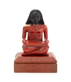 Egyptian Brecciated Jasper & Onyx Scribe Sculpture