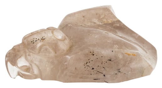 Aztec Style Carved Tourmilinated Quartz Eagle